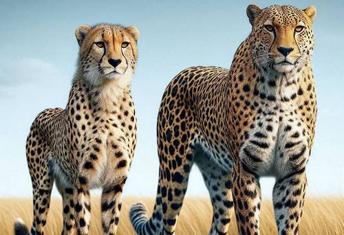 Cheetah and leopard in the savannah