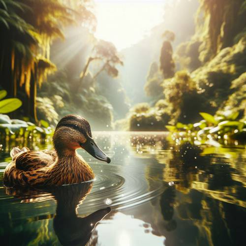 a duck swiming in the nature