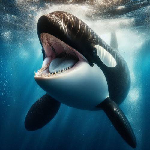 a killer whale searching food