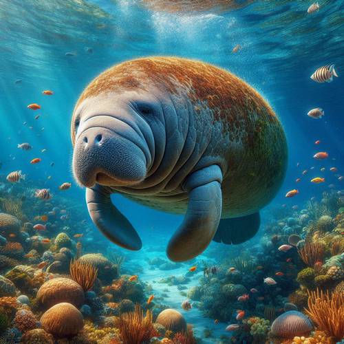 a manatee looking for food