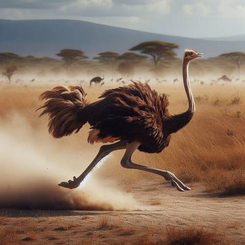 a ostrich running fast