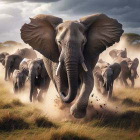 elephants runing