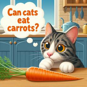 a cat eating carrots
