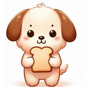 dog eating bread