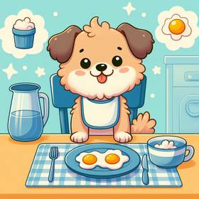 dog eating eggs