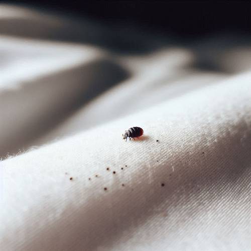 one bed bug with poop