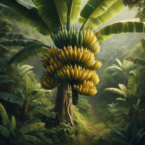 a splendid banana tree in the jungel